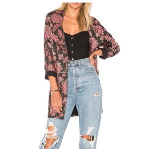 For Love And Lemons Black Blazer with Pink Floral Print